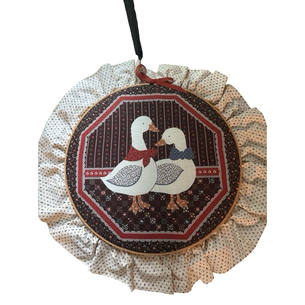 Vintage Goose Geese Duck Round Wall Hang Home Decor Country Cottage